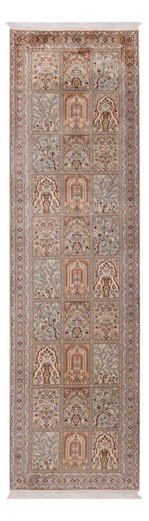 Løber Silketæppe - Kashmir Silk - 303 x 81 cm - mørk beige