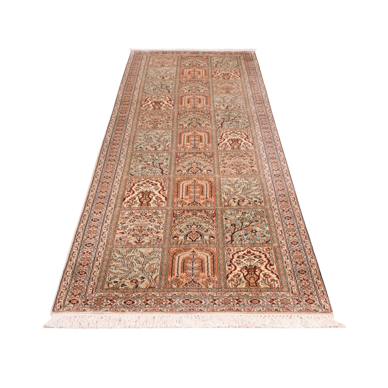 Løber Silketæppe - Kashmir Silk - 303 x 81 cm - mørk beige