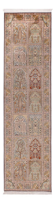 Løber Silketæppe - Kashmir Silk - 296 x 78 cm - mørk beige