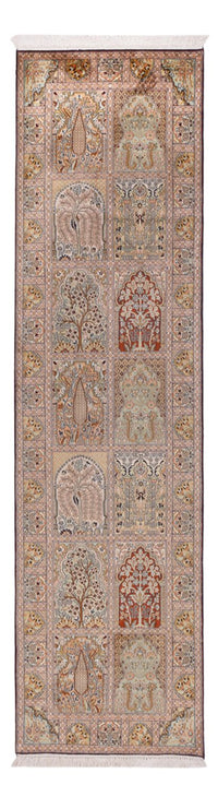 Løber Silketæppe - Kashmir Silk - 296 x 78 cm - mørk beige