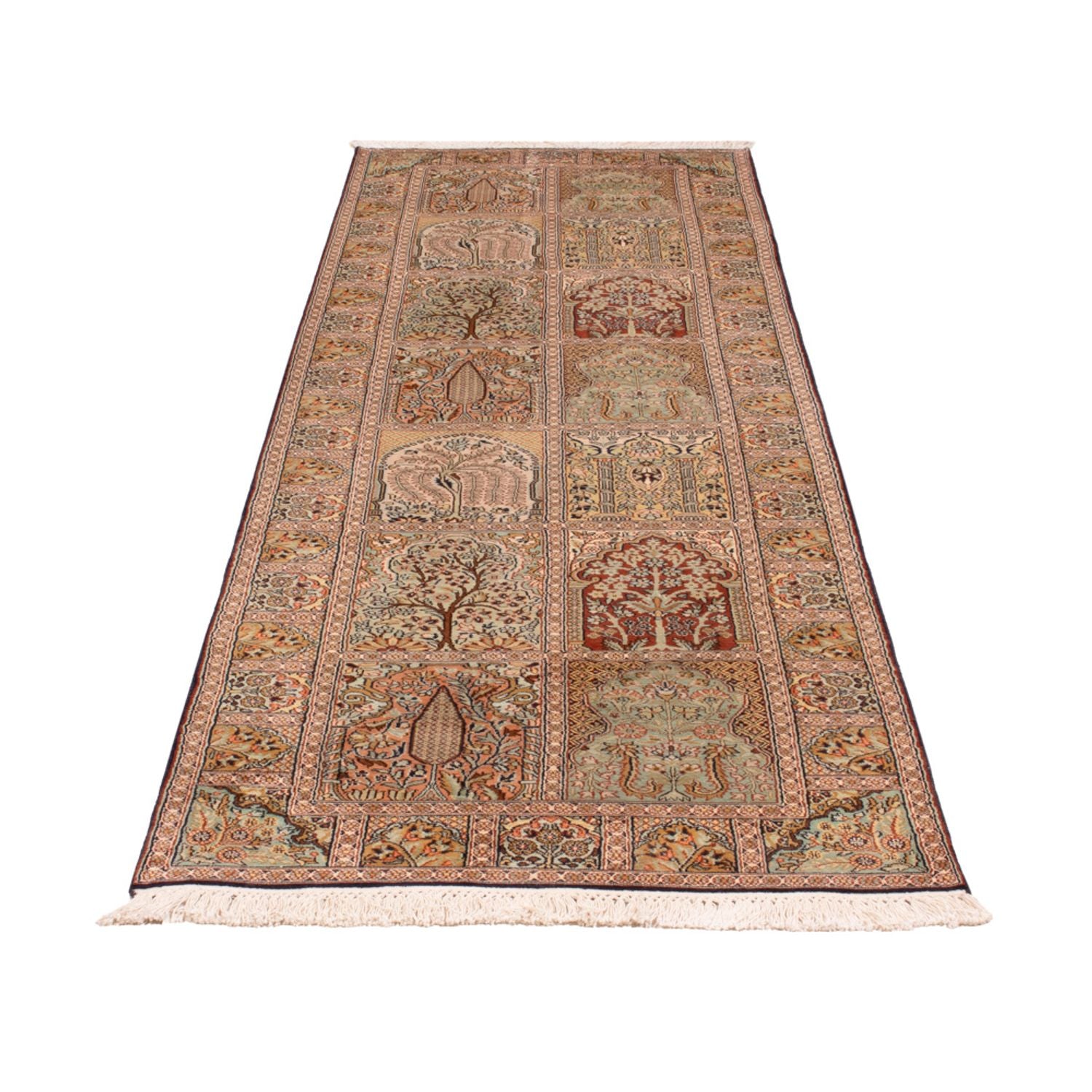 Løber Silketæppe - Kashmir Silk - 296 x 78 cm - mørk beige