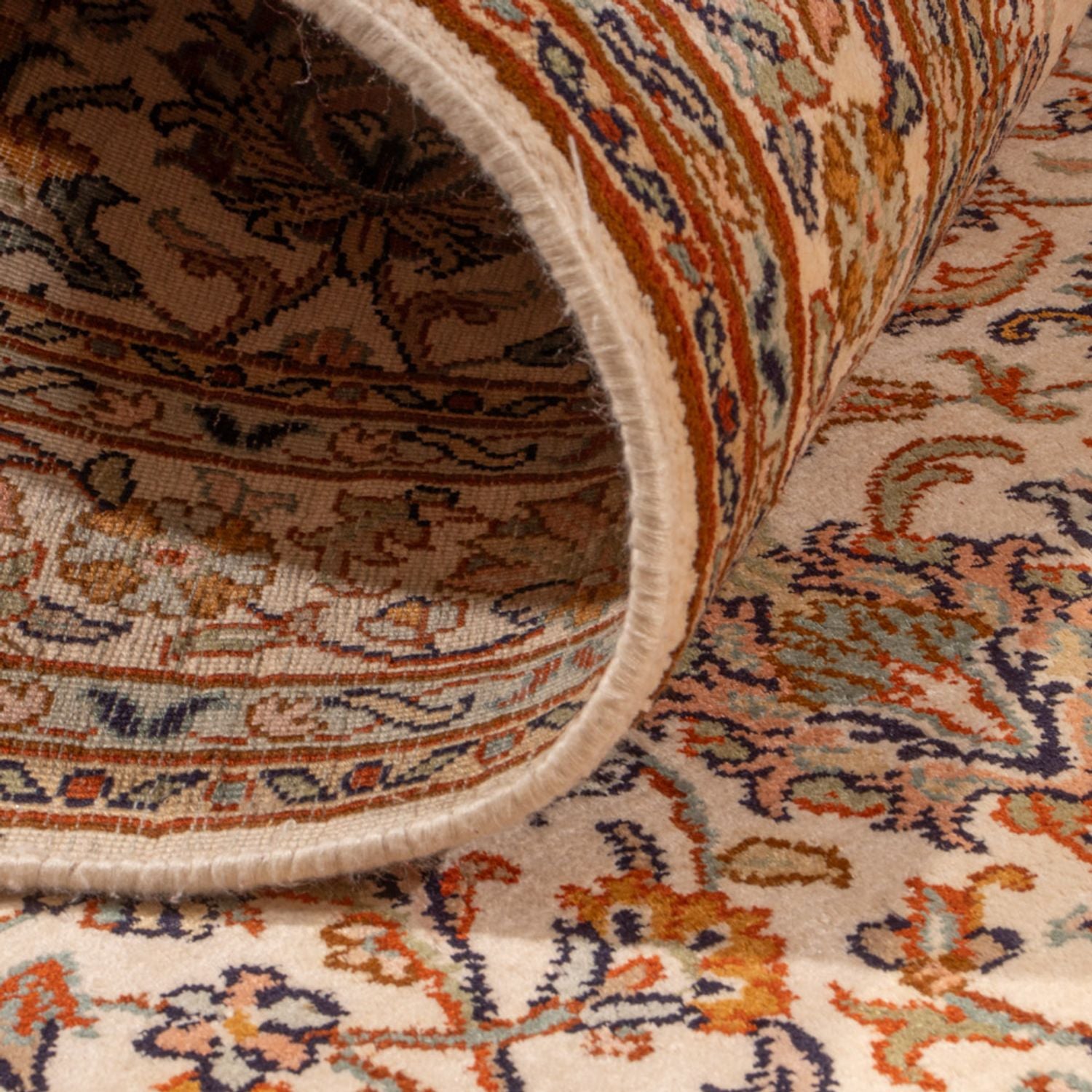 Løber Silketæppe - Kashmir Silk - 325 x 76 cm - lys beige