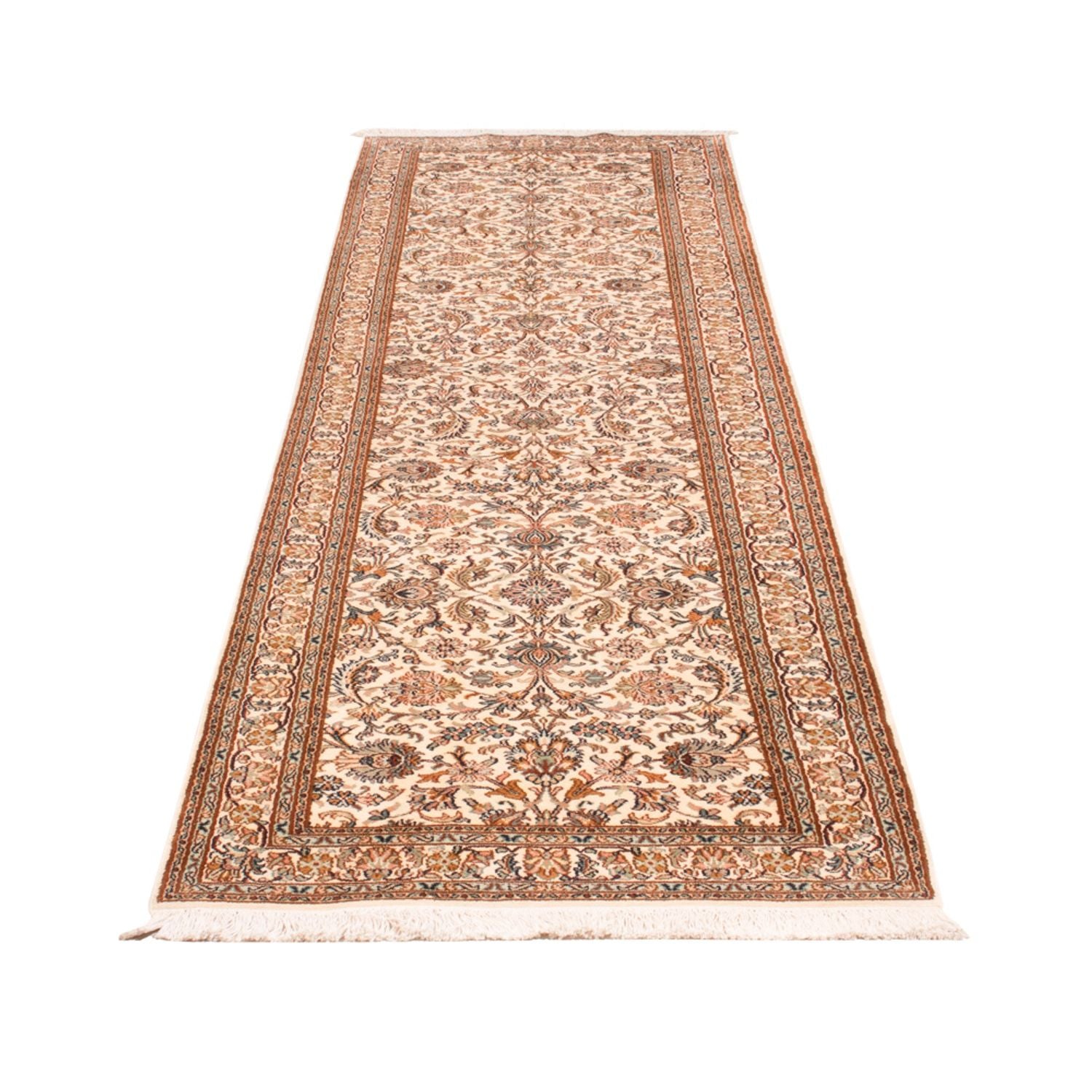 Løber Silketæppe - Kashmir Silk - 325 x 76 cm - lys beige