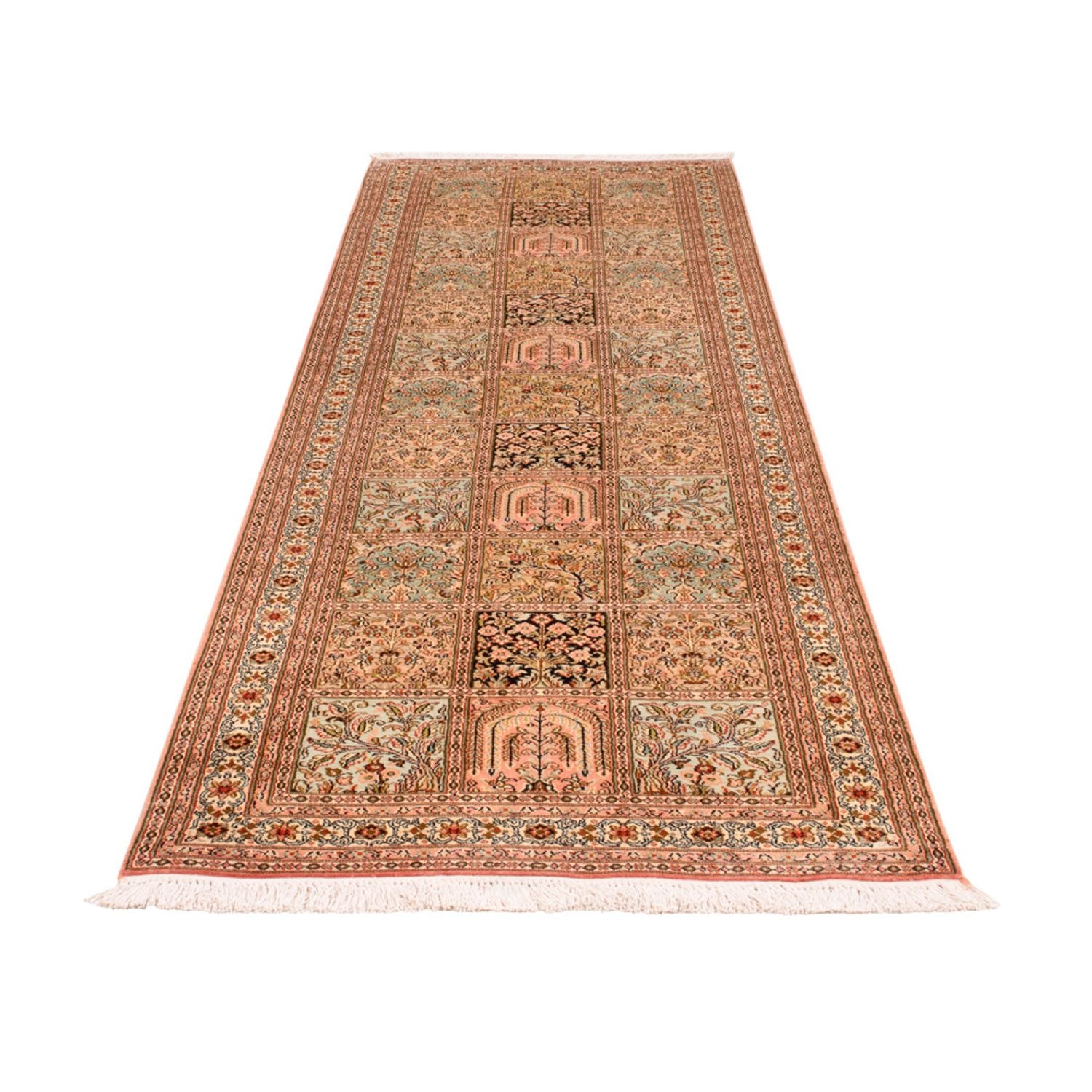 Løber Silketæppe - Kashmir Silk - 282 x 79 cm - mørk beige
