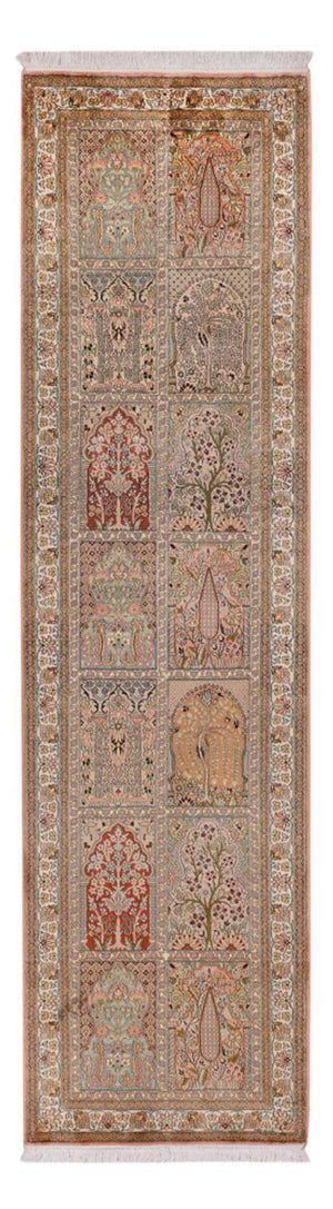 Løber Silketæppe - Kashmir Silk - 287 x 79 cm - mørk beige
