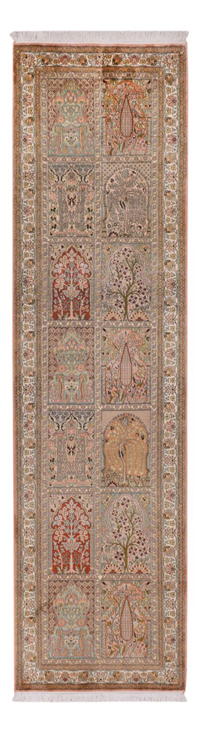 Løber Silketæppe - Kashmir Silk - 287 x 79 cm - mørk beige