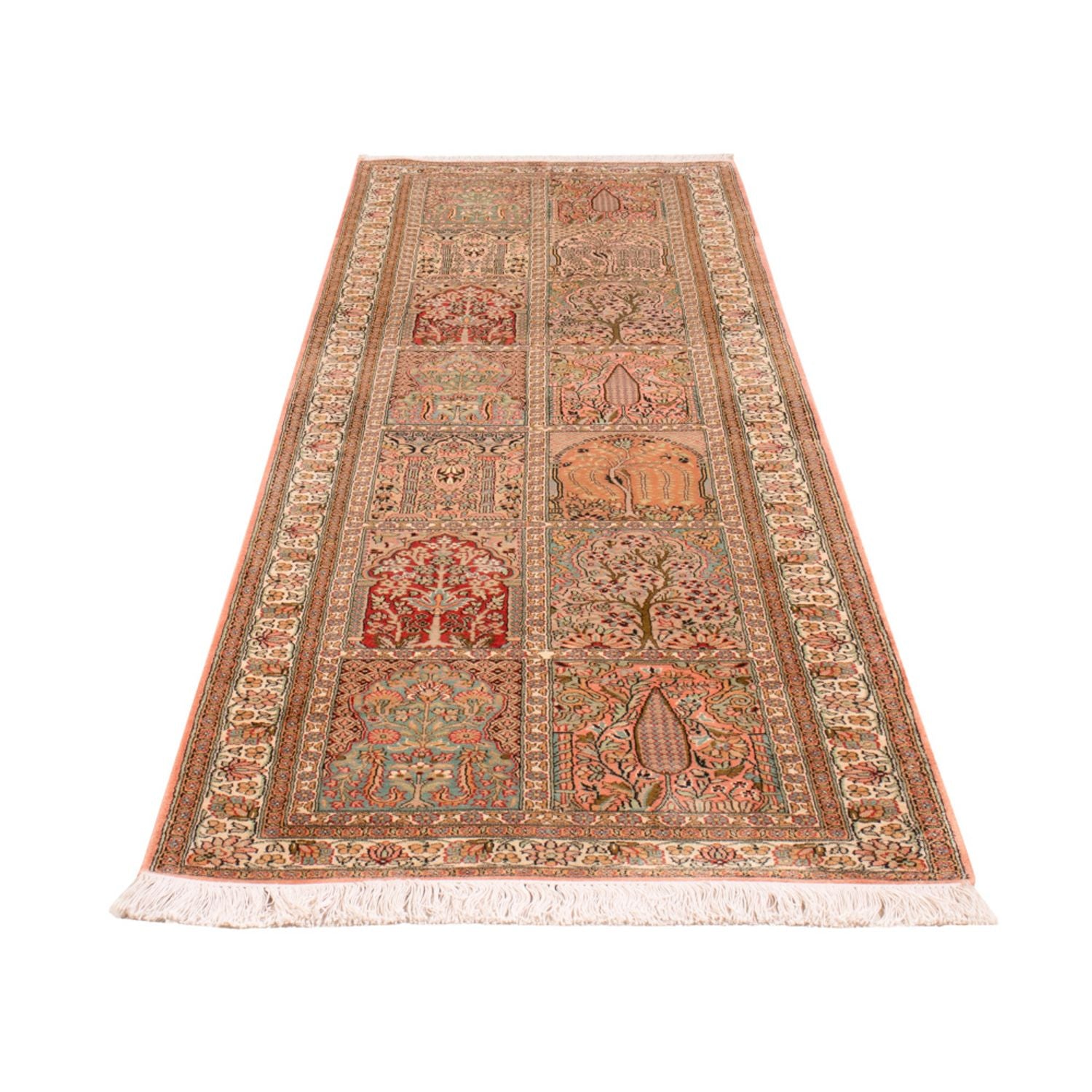 Løber Silketæppe - Kashmir Silk - 287 x 79 cm - mørk beige