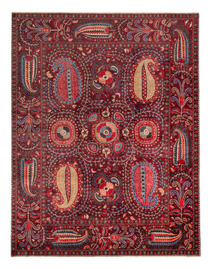 Designer Teppich - 309 x 251 cm - weinrot