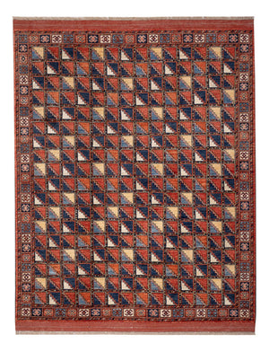 Afghansk tæppe - 215 x 176 cm - flerfarvet