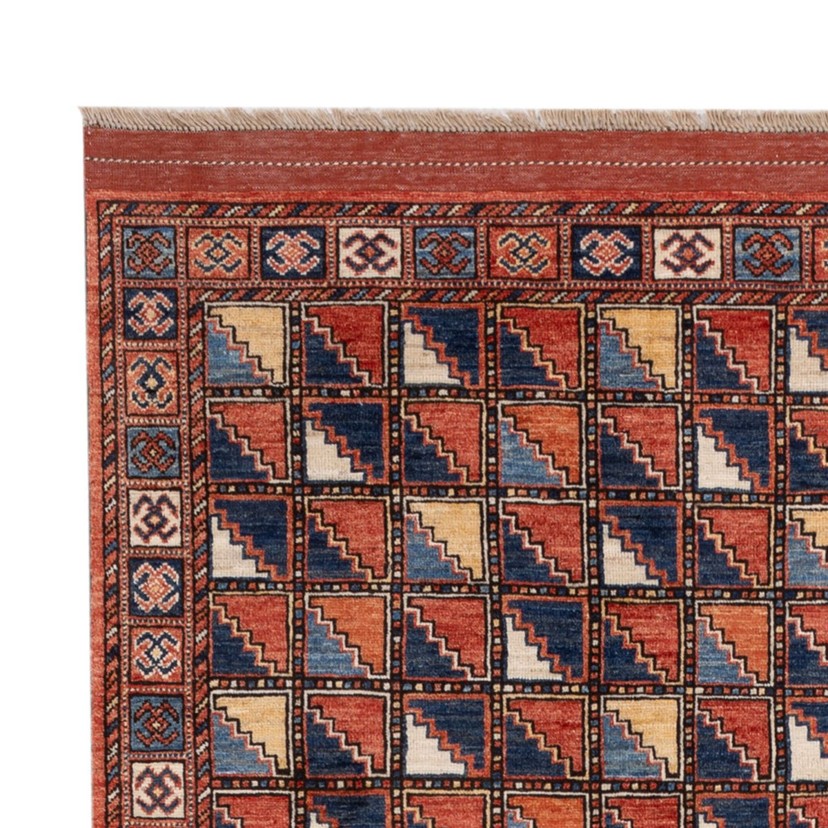 Afghansk tæppe - 215 x 176 cm - flerfarvet