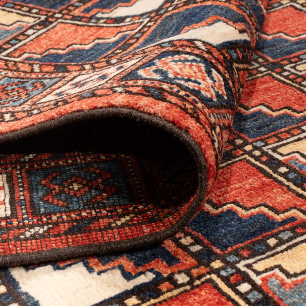 Afghansk tæppe - 215 x 176 cm - flerfarvet