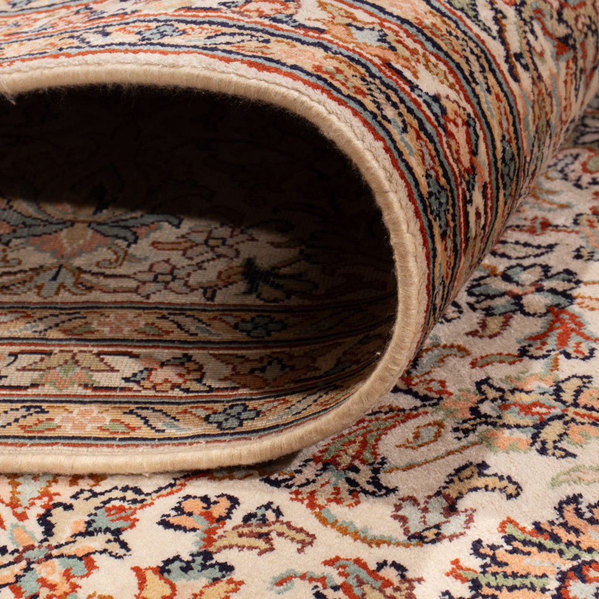 Silketæppe - Kashmir Silk - 326 x 216 cm - mørk beige