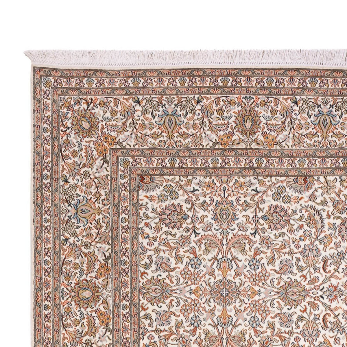 Silketæppe - Kashmir Silk - 318 x 216 cm - mørk beige