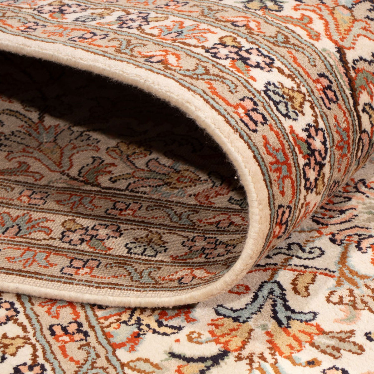 Silketæppe - Kashmir Silk - 318 x 216 cm - mørk beige