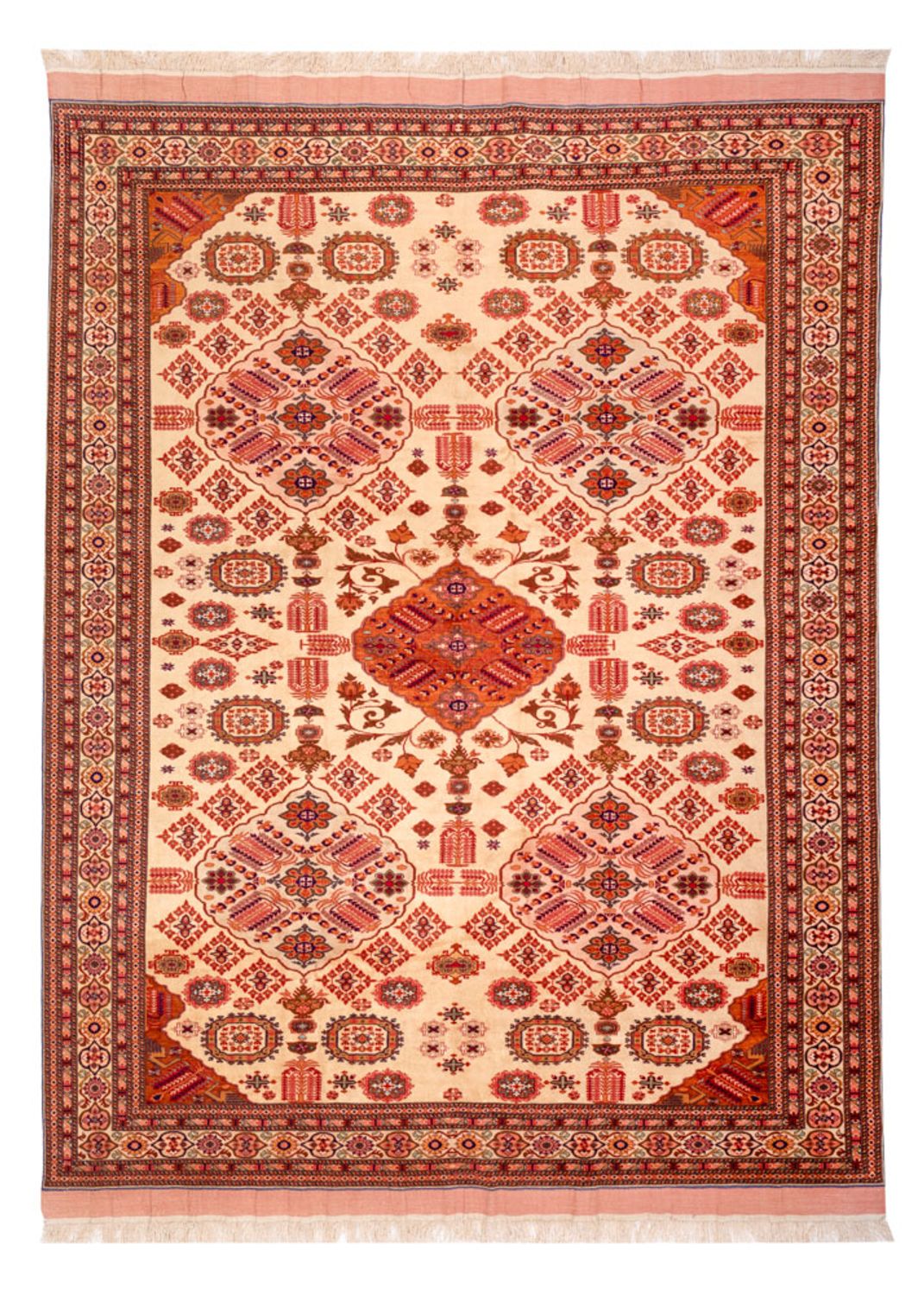 Silketæppe - afghansk silke - 288 x 217 cm - lysrød