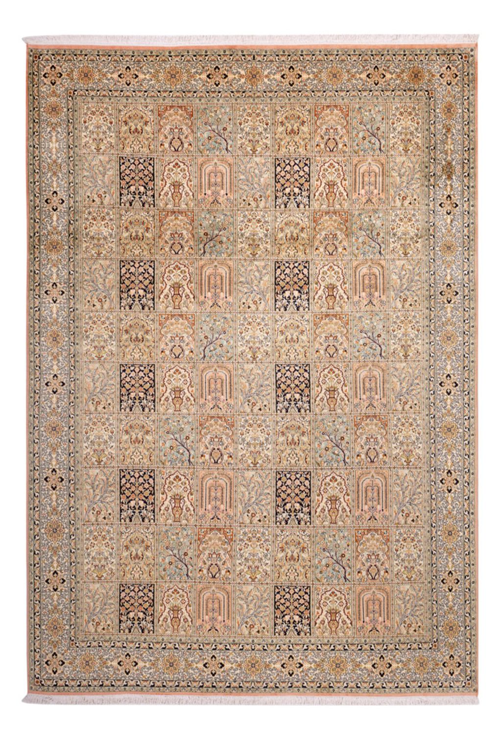 Silketæppe - Kashmir Silk - 316 x 220 cm - mørk beige