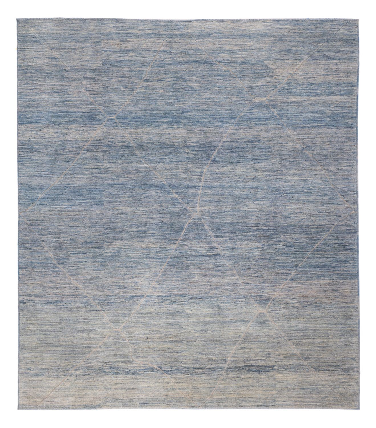 Berber tæppe - 298 x 258 cm - havblå