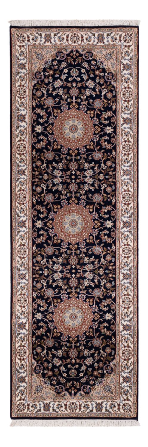 Løber Orientalsk tæppe - Nain - Indus - 253 x 81 cm - mørkeblå