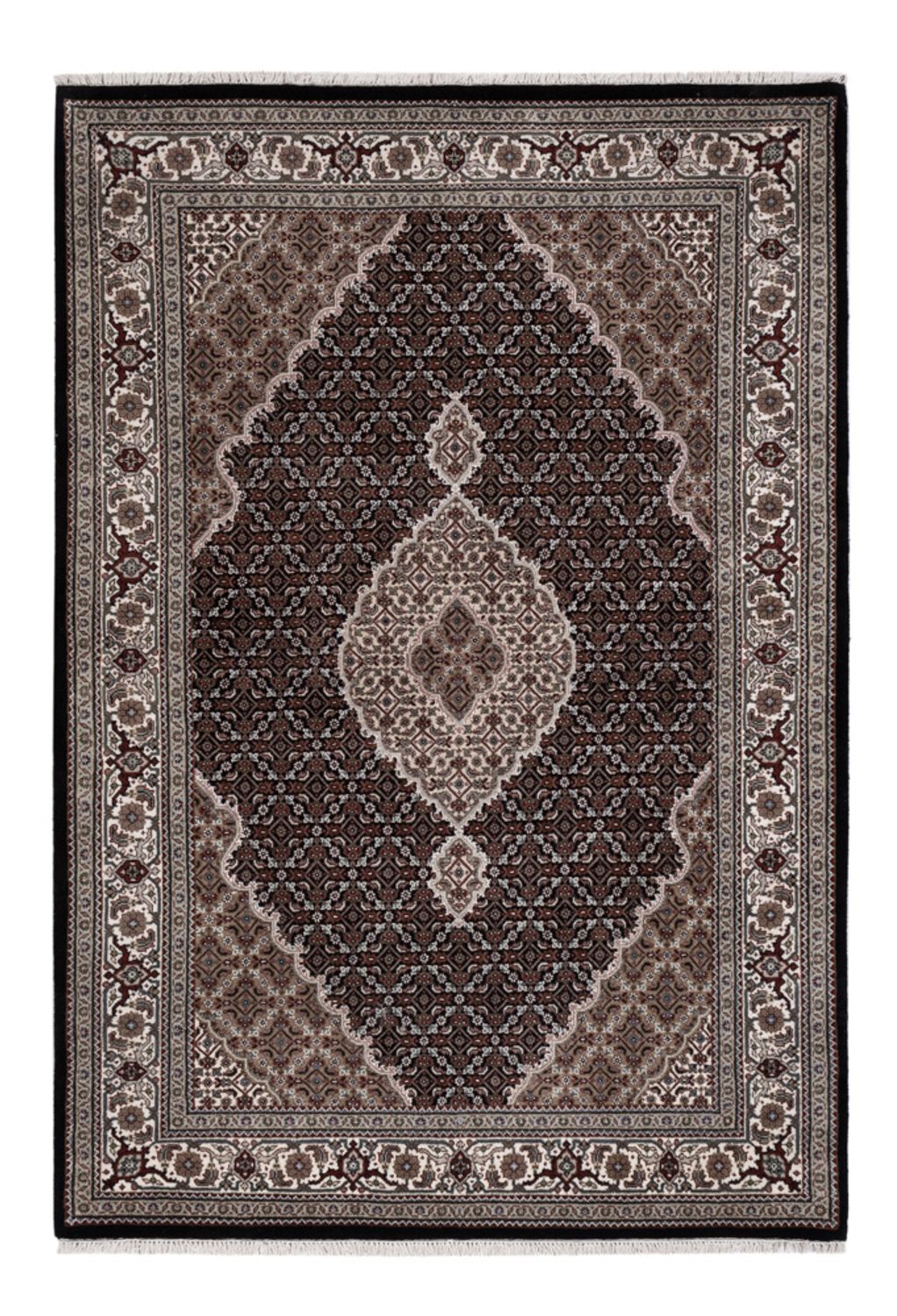 Orientalsk tæppe - Tabriz - 204 x 141 cm - mørkegrå