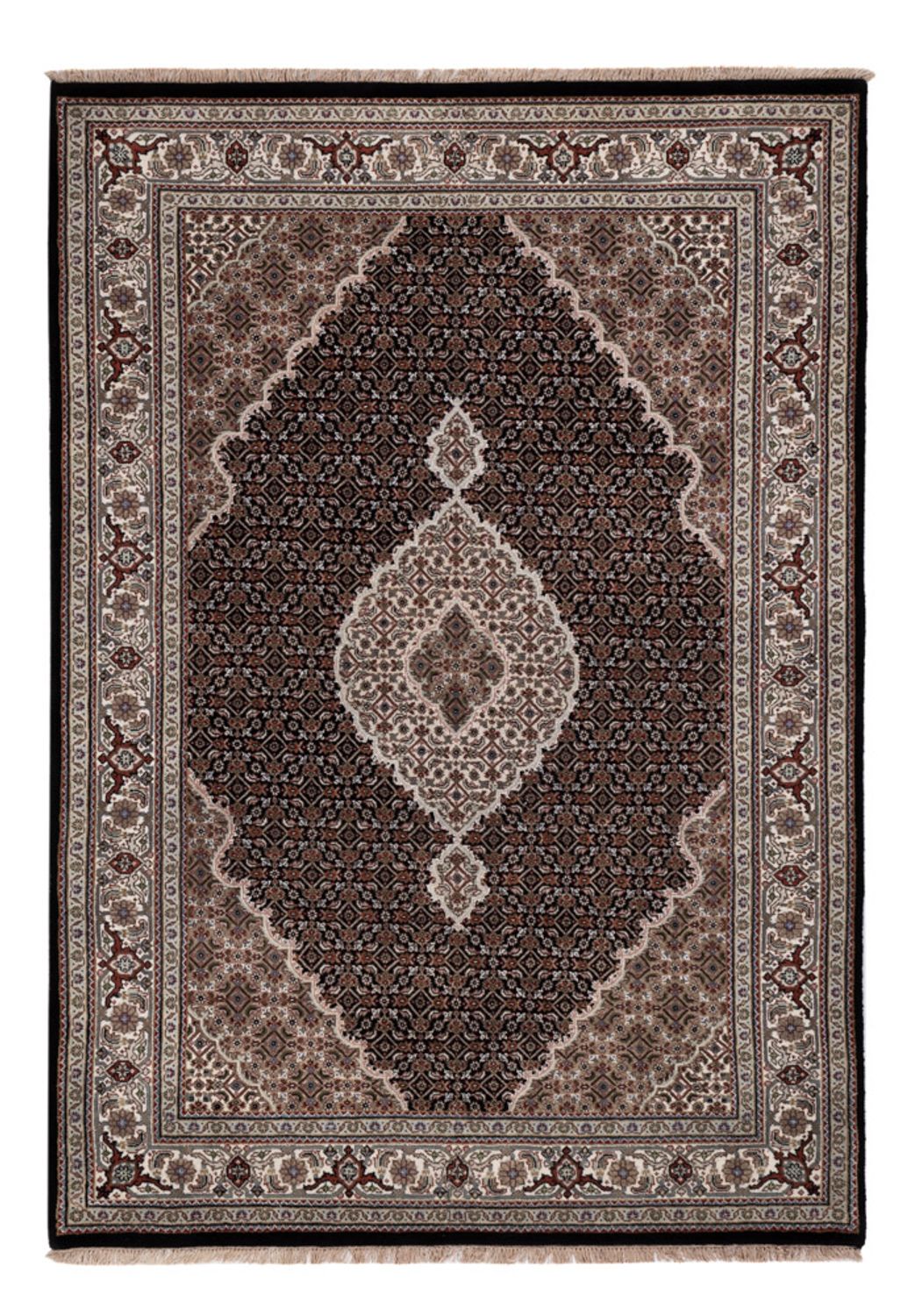 Orientalsk tæppe - Tabriz - 204 x 142 cm - mørkegrå