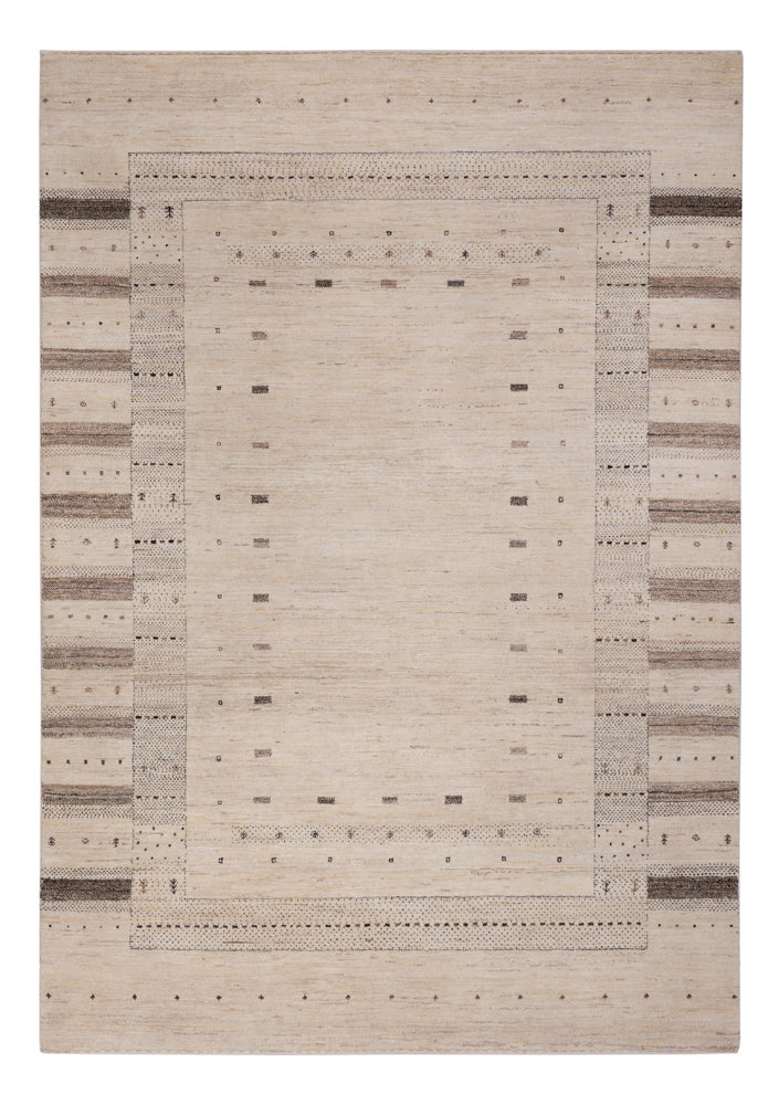 Gabbeh-tæppe - Loribaft Indus - 246 x 176 cm - lys beige