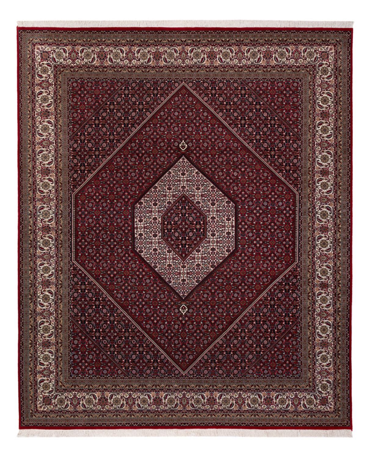 Orientalsk tæppe - Bijar - Indus - 304 x 251 cm - mørkerød