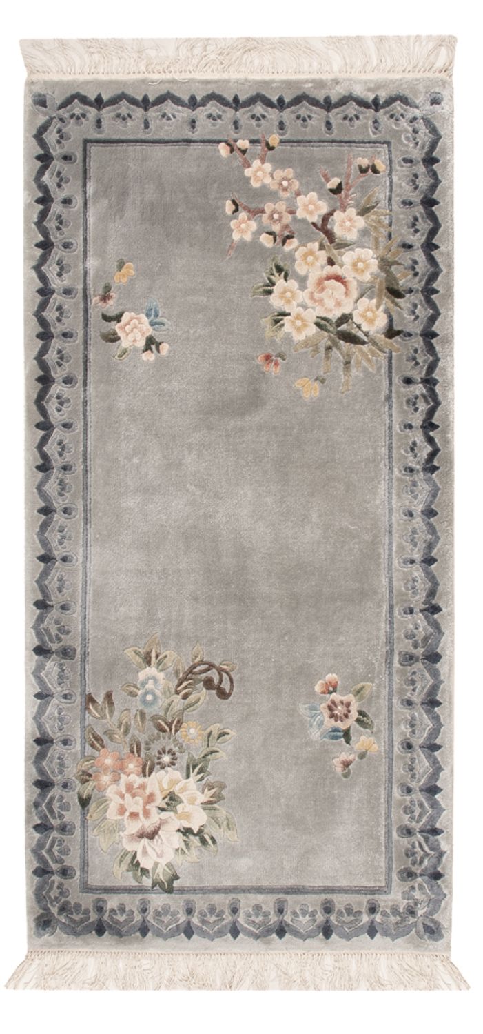 Silketæppe - China Silk - 124 x 60 cm - sølv