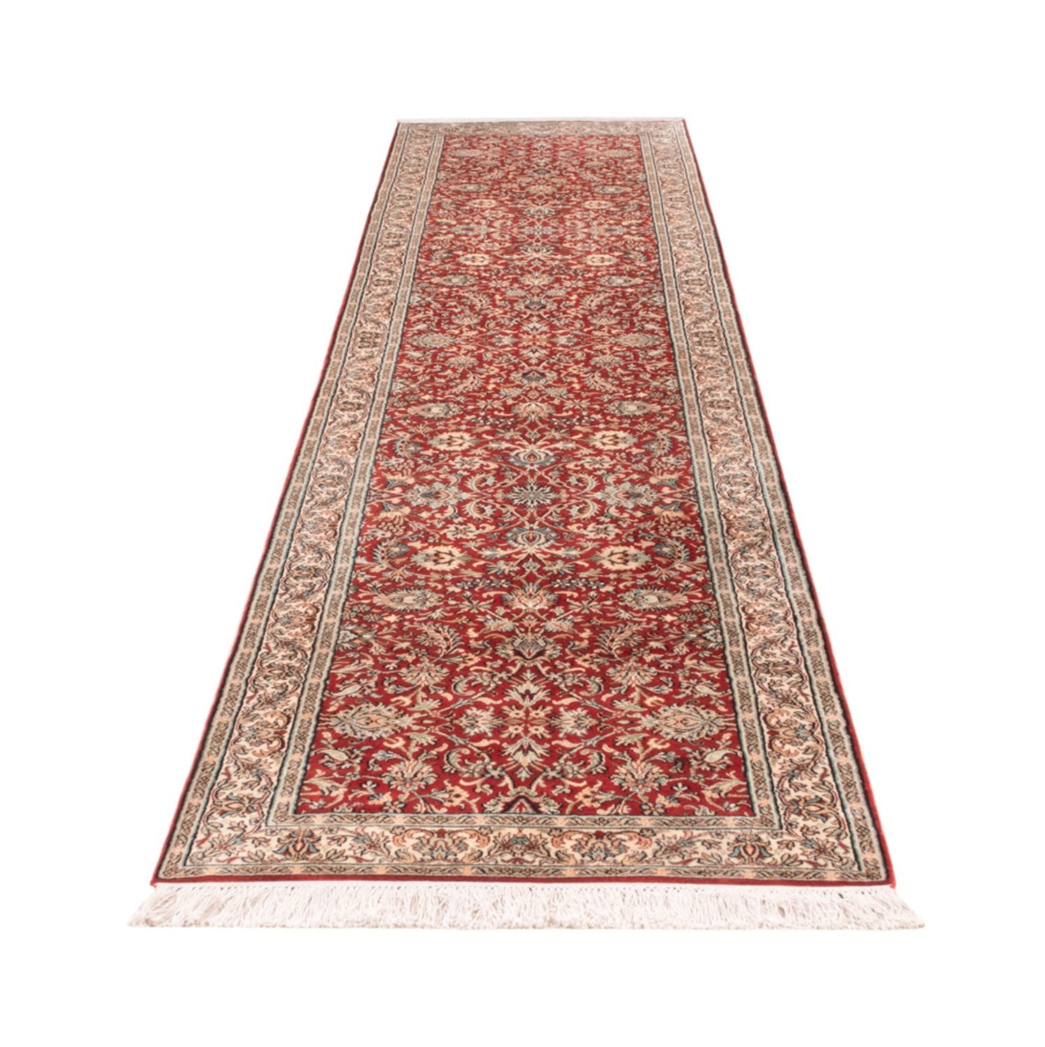 Løber Silketæppe - Kashmir Silk - 363 x 79 cm - rød
