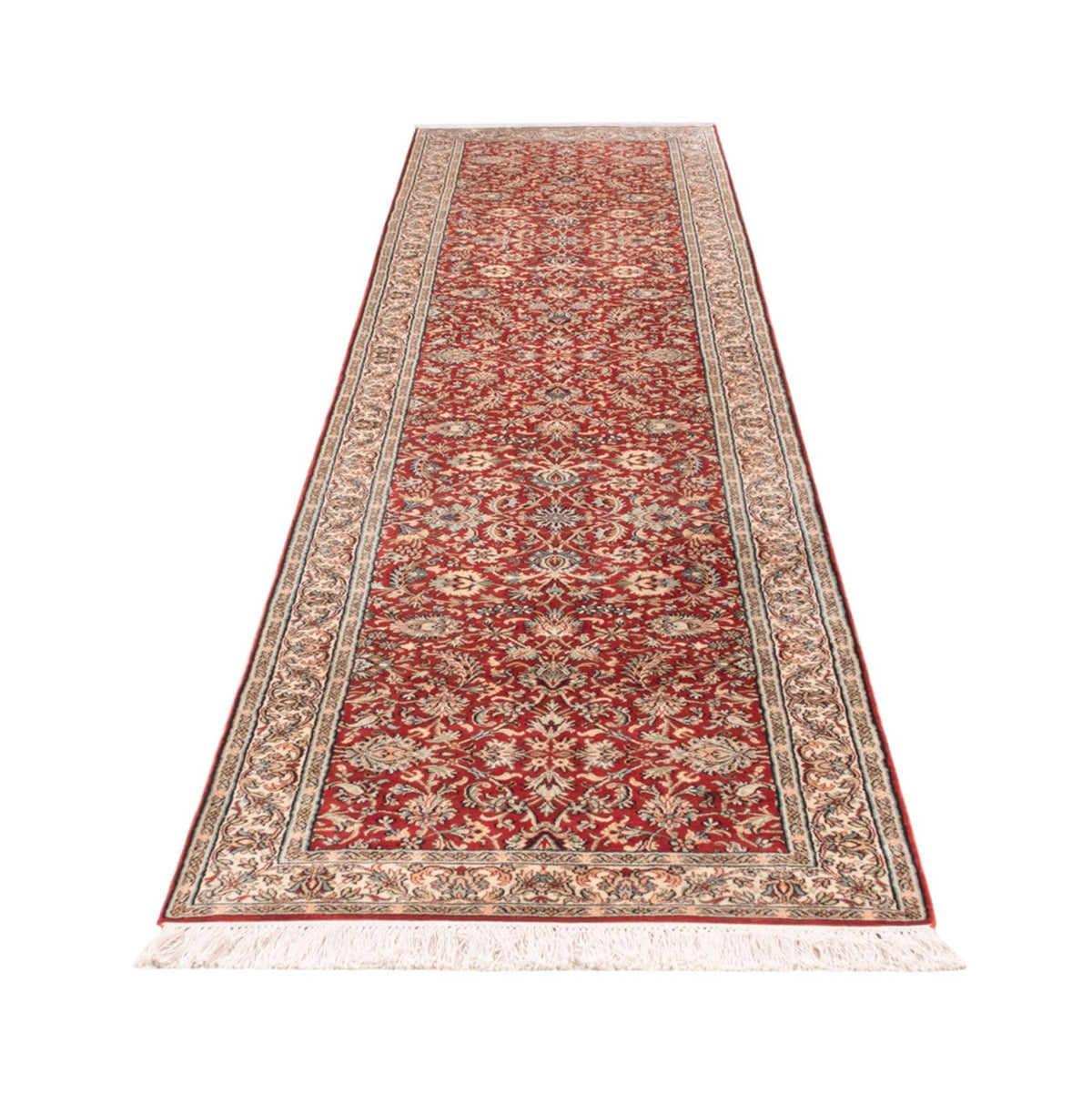 Løber Silketæppe - Kashmir Silk - 363 x 79 cm - rød