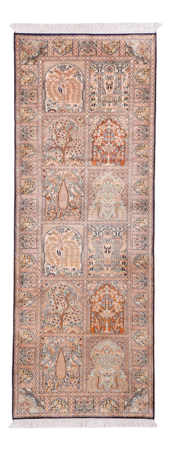 Løber Silketæppe - Kashmir Silk - 236 x 80 cm - mørk beige