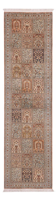 Løber Silketæppe - Kashmir Silk - 301 x 77 cm - mørk beige