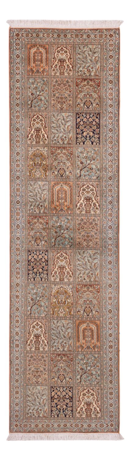 Løber Silketæppe - Kashmir Silk - 301 x 77 cm - mørk beige