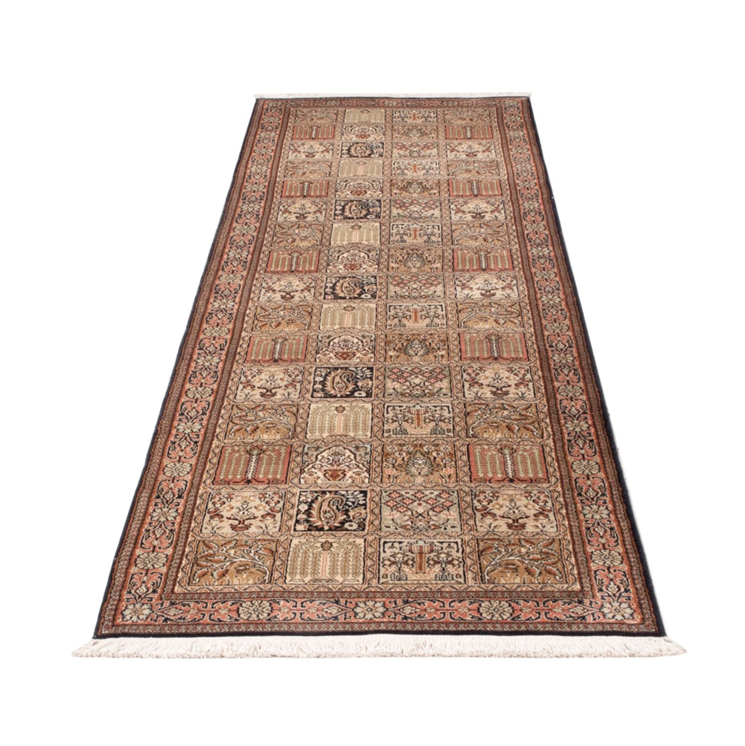 Løber Silketæppe - Kashmir Silk - 280 x 77 cm - mørk beige