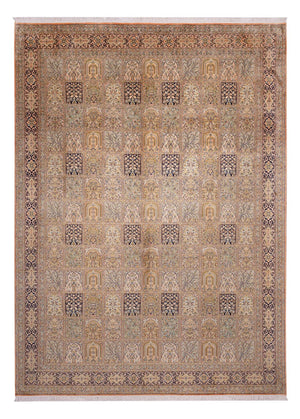 Silketæppe - Kashmir Silk - 378 x 273 cm - mørk beige
