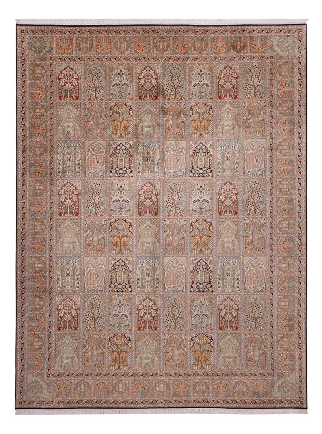 Silketæppe - Kashmir Silk - 362 x 274 cm - mørk beige