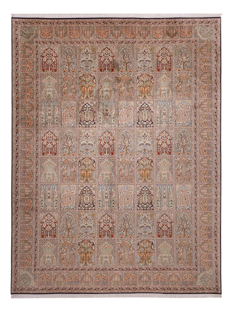 Silketæppe - Kashmir Silk - 362 x 274 cm - mørk beige