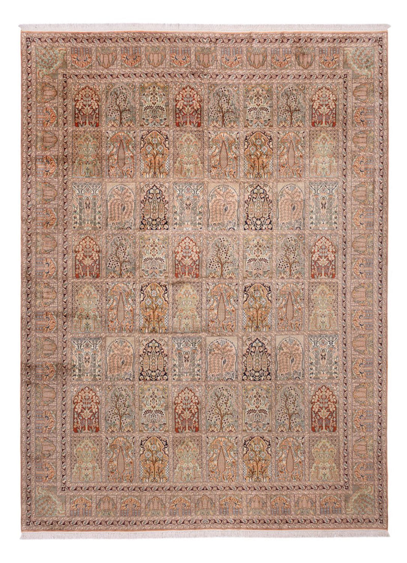 Silketæppe - Kashmir Silk - 403 x 298 cm - mørk beige