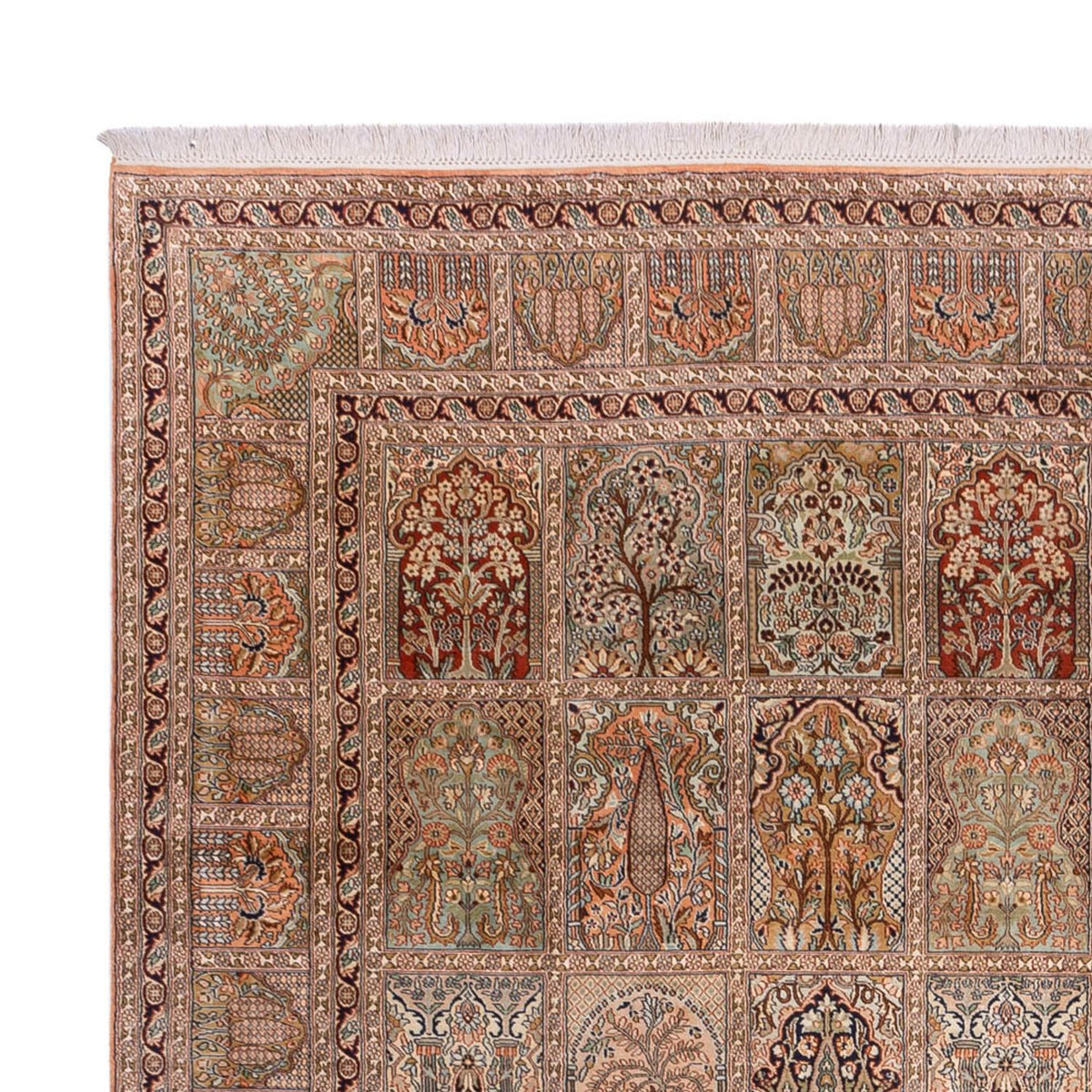Silketæppe - Kashmir Silk - 403 x 298 cm - mørk beige