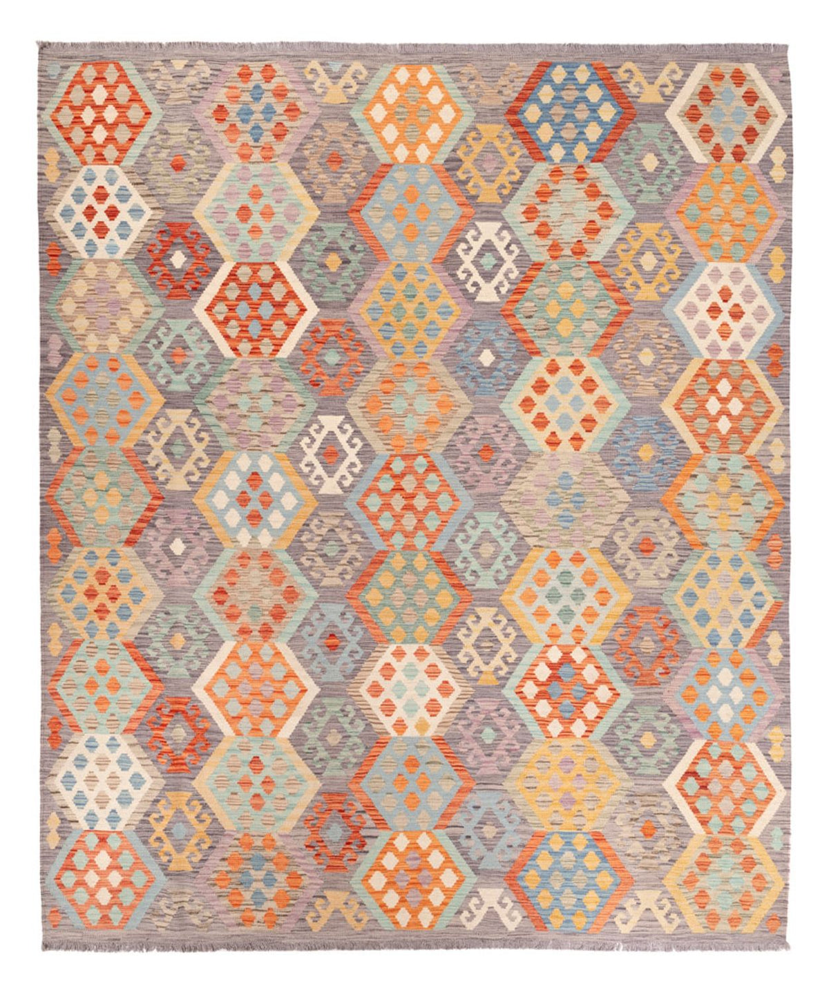 Kelim Carpet - Splash - 294 x 252 cm - flerfarvet