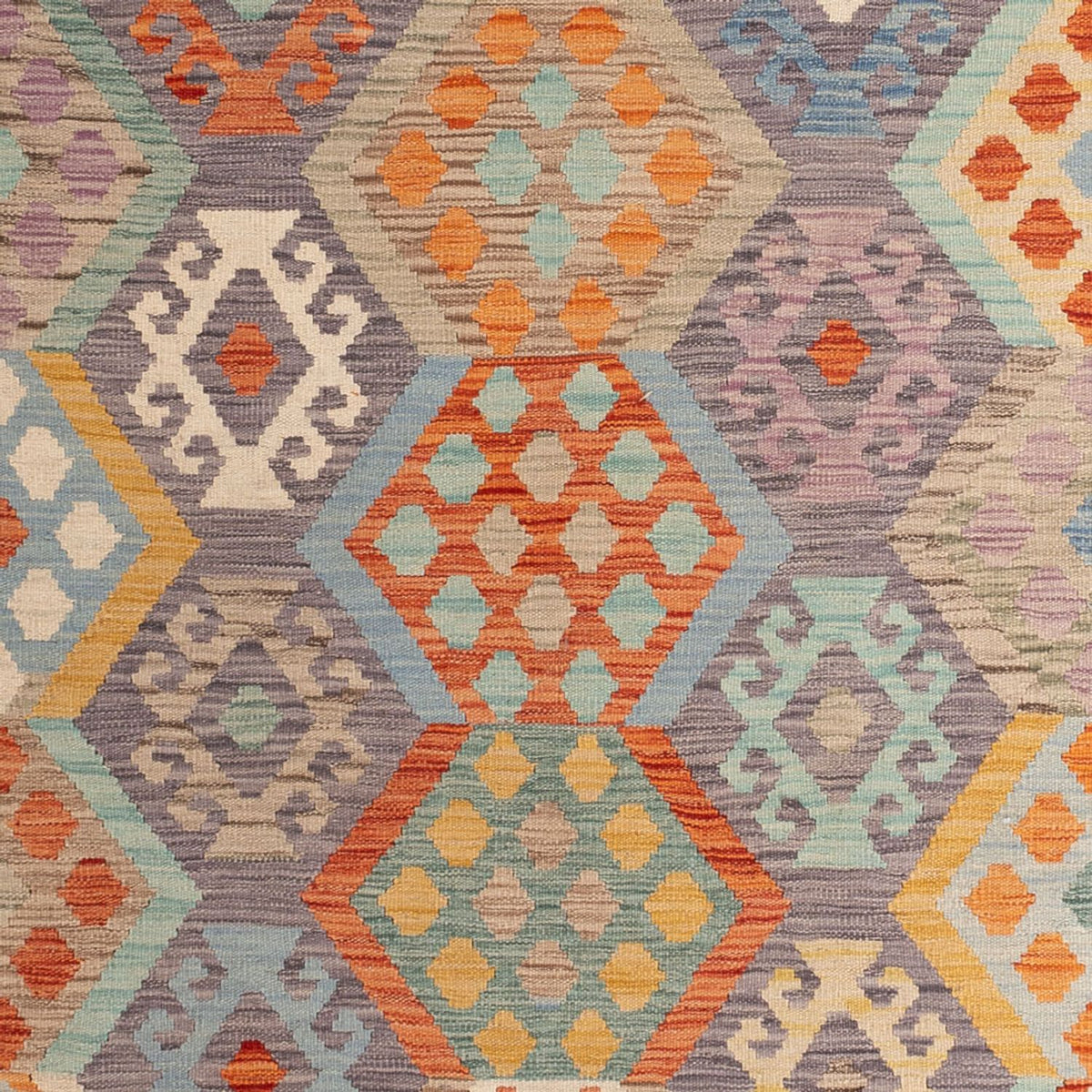 Kelim Carpet - Splash - 294 x 252 cm - flerfarvet