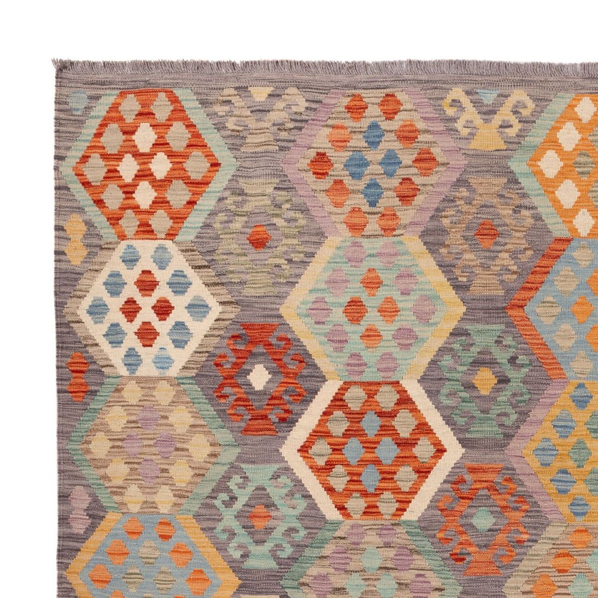 Kelim Carpet - Splash - 294 x 252 cm - flerfarvet