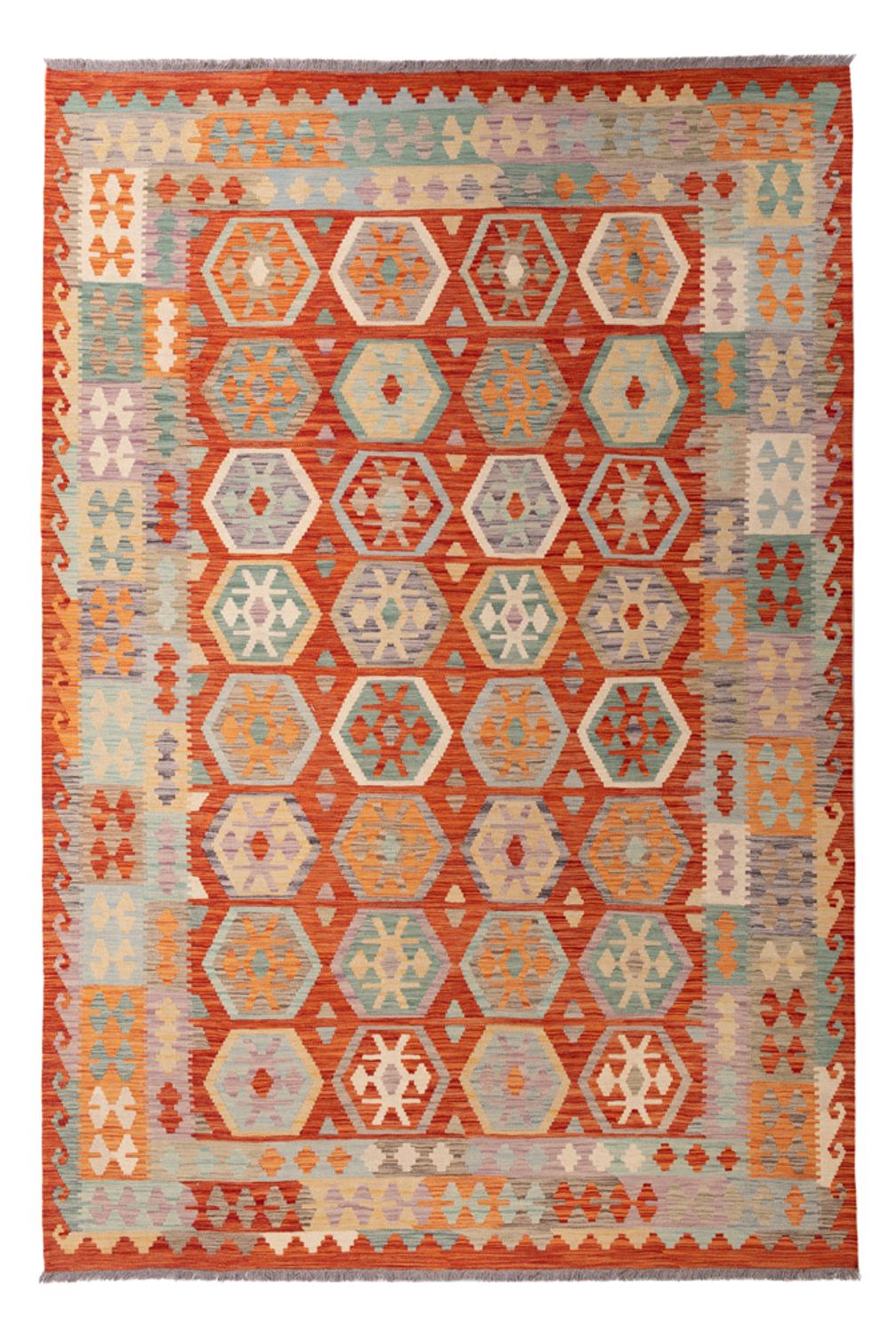 Kelim Carpet - Splash - 298 x 206 cm - flerfarvet