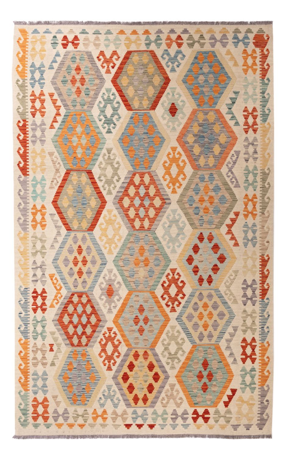 Kelim Carpet - Splash - 310 x 193 cm - flerfarvet