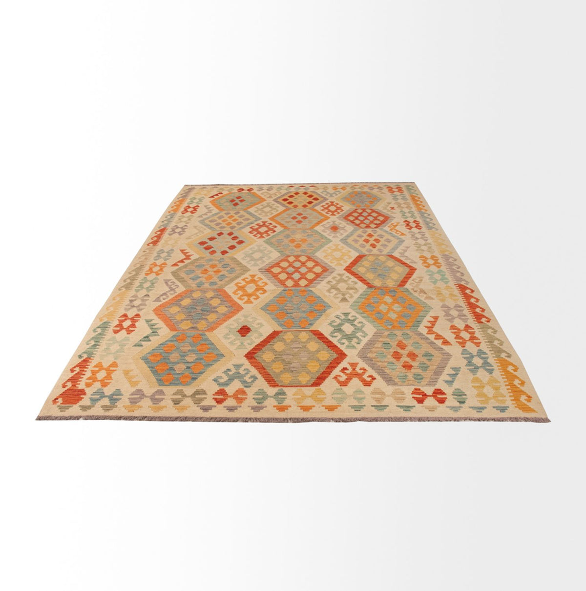 Kelim Carpet - Splash - 310 x 193 cm - flerfarvet