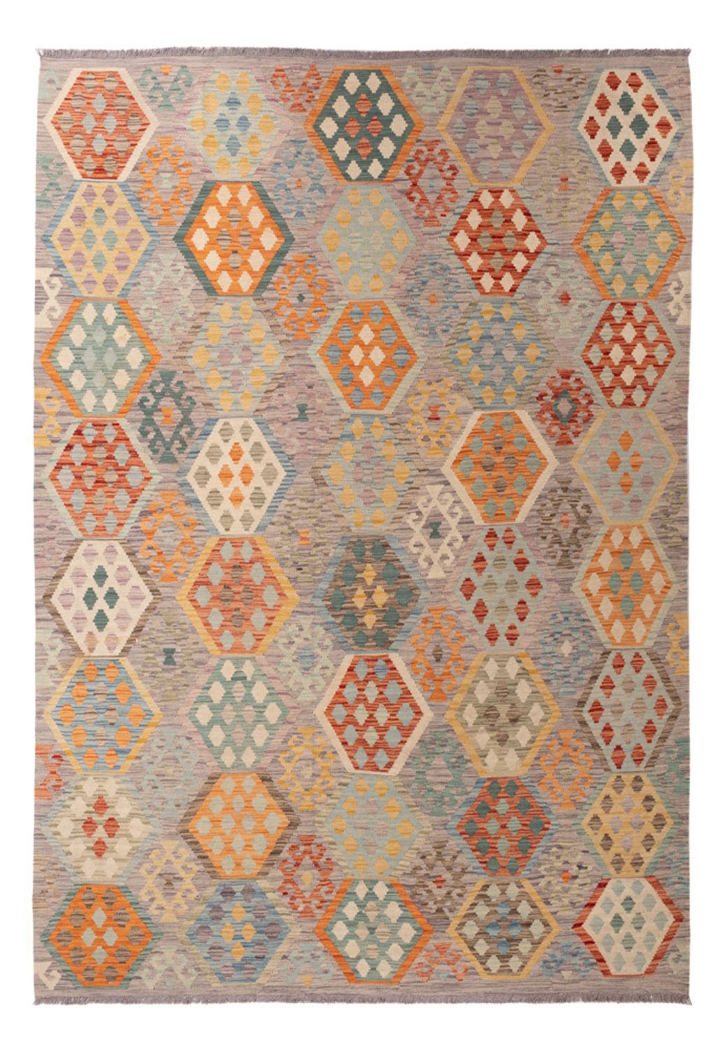Kelim Carpet - Splash - 298 x 207 cm - flerfarvet