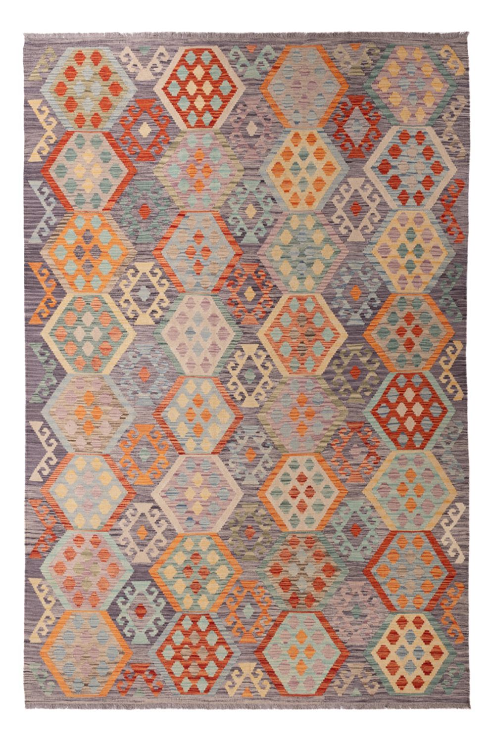 Kelim Carpet - Splash - 300 x 202 cm - flerfarvet