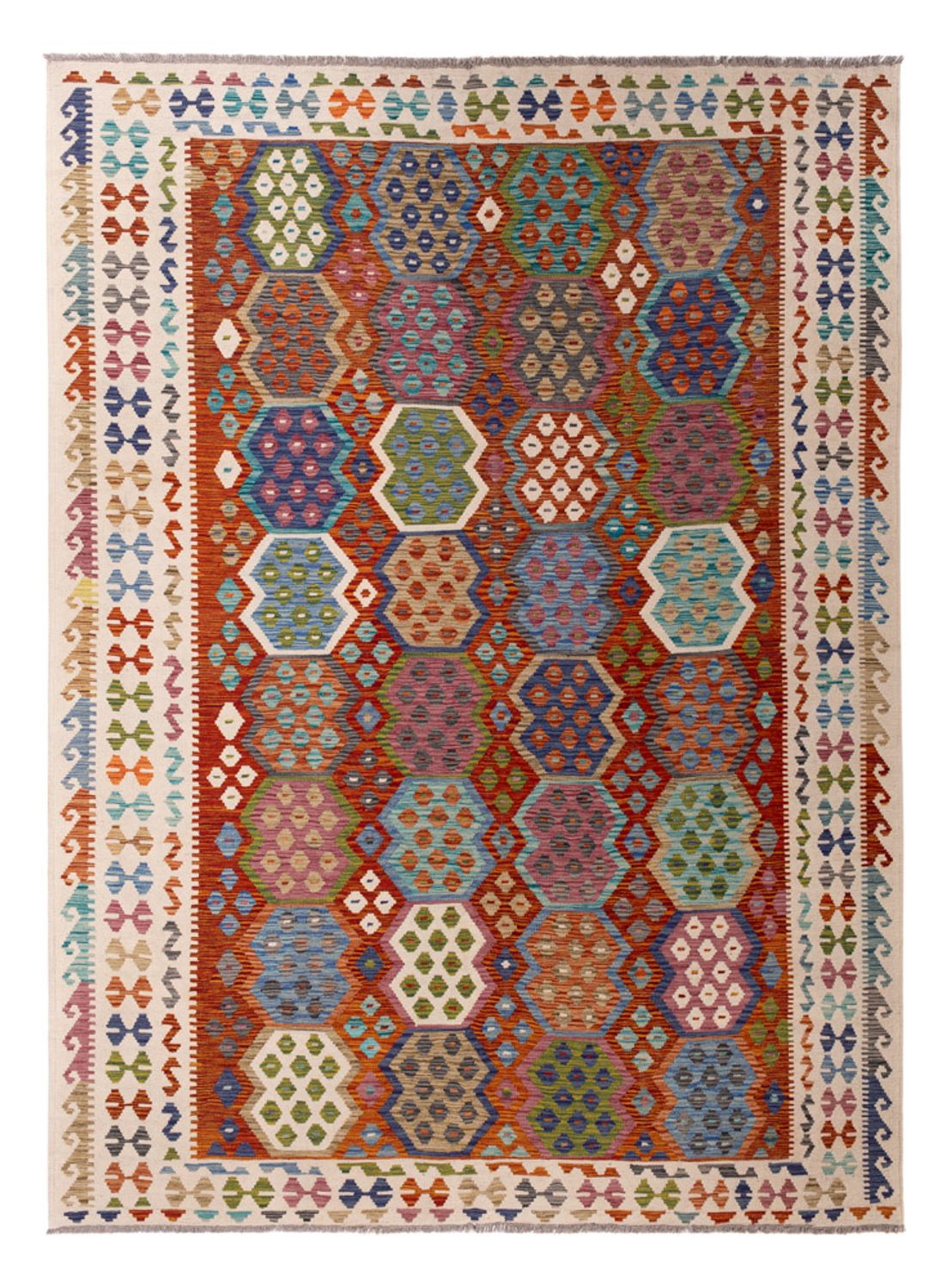 Kelim Carpet - Splash - 292 x 214 cm - flerfarvet