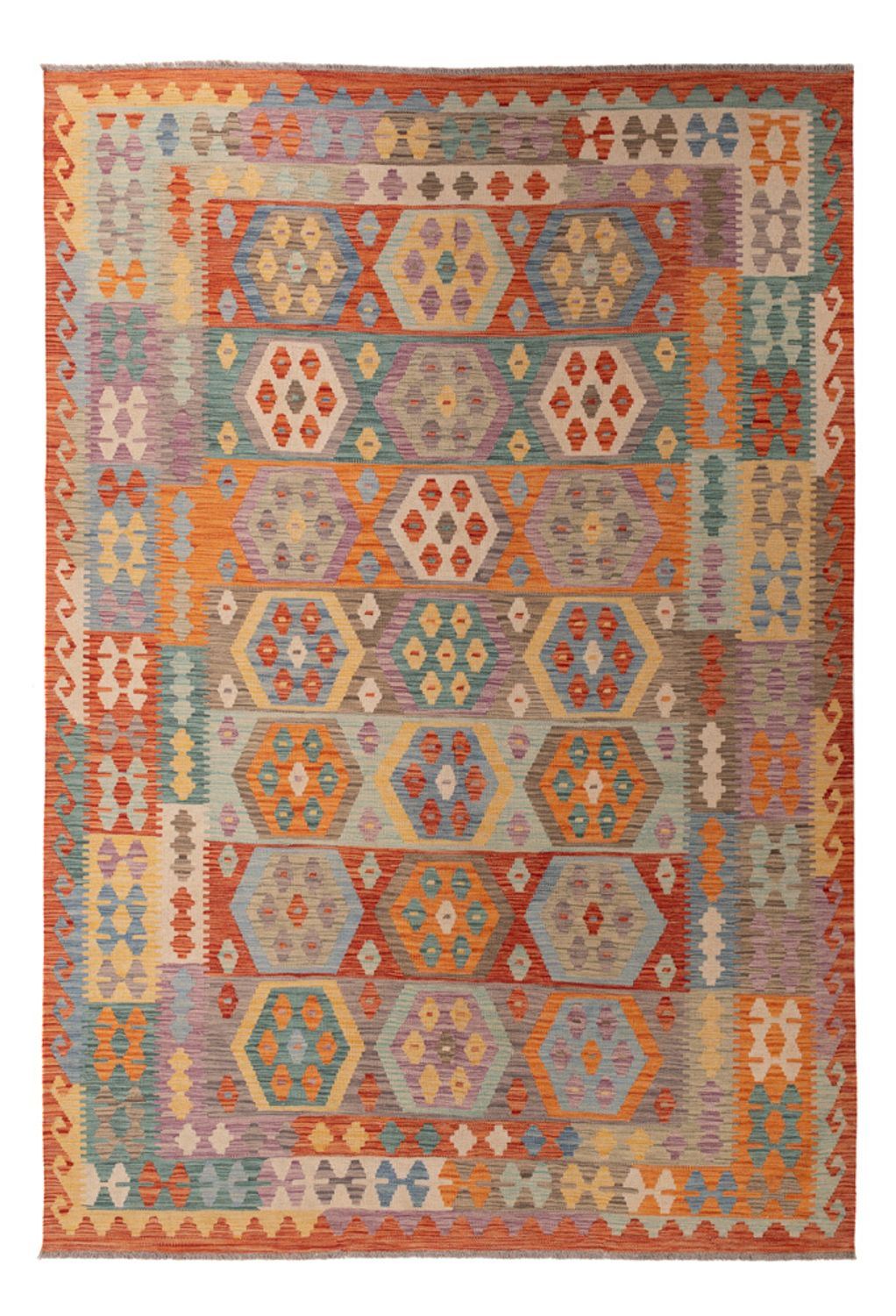Kelim Carpet - Splash - 294 x 203 cm - flerfarvet