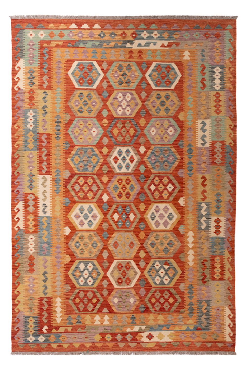 Kelim Carpet - Splash - 295 x 195 cm - flerfarvet
