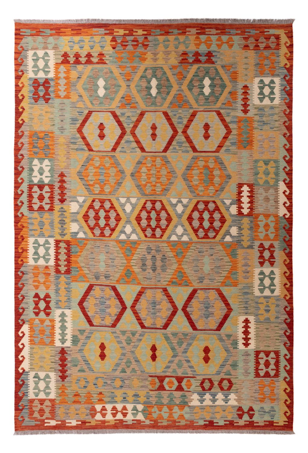 Kelim Carpet - Splash - 294 x 202 cm - flerfarvet